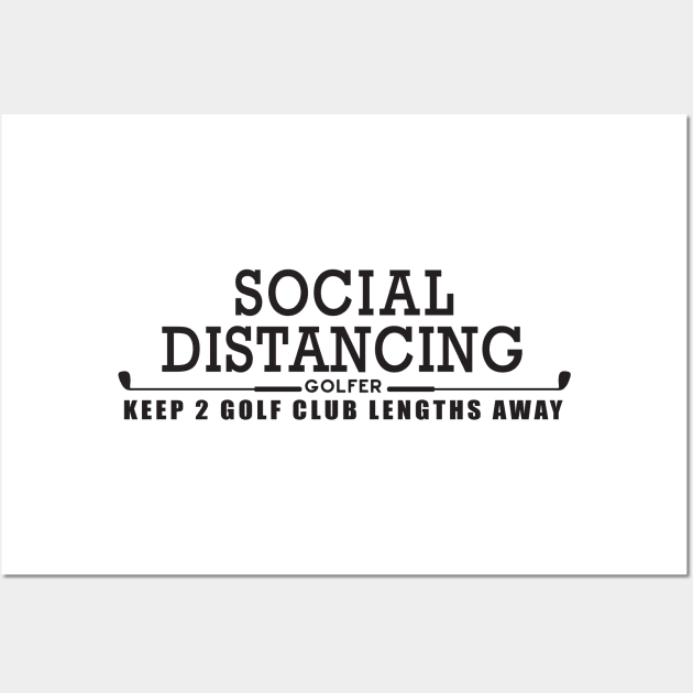 SOCIAL DISTANCING GOLFER - Black Wall Art by Jitterfly